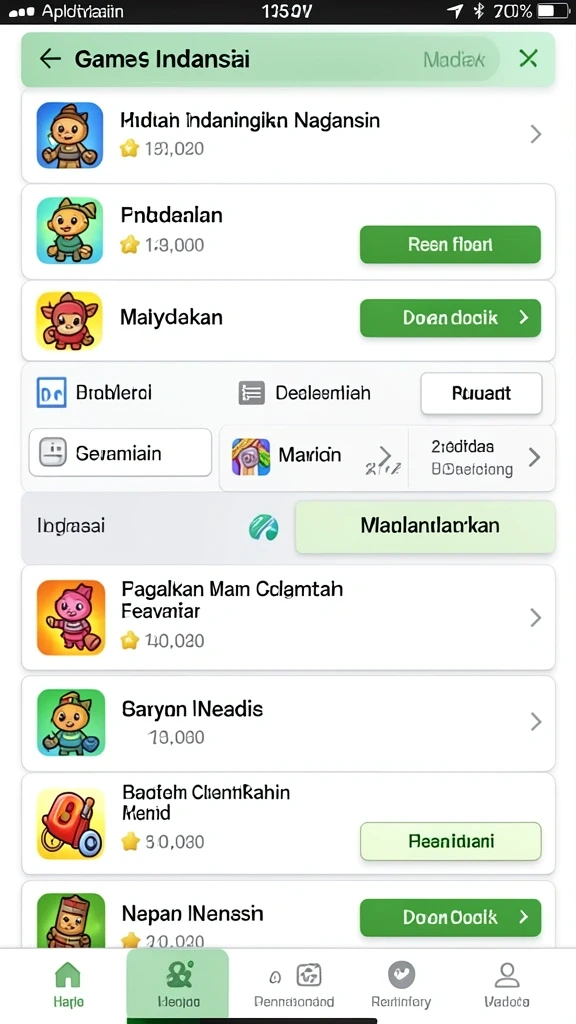 Layar permainan slot dengan banyak pilihan.