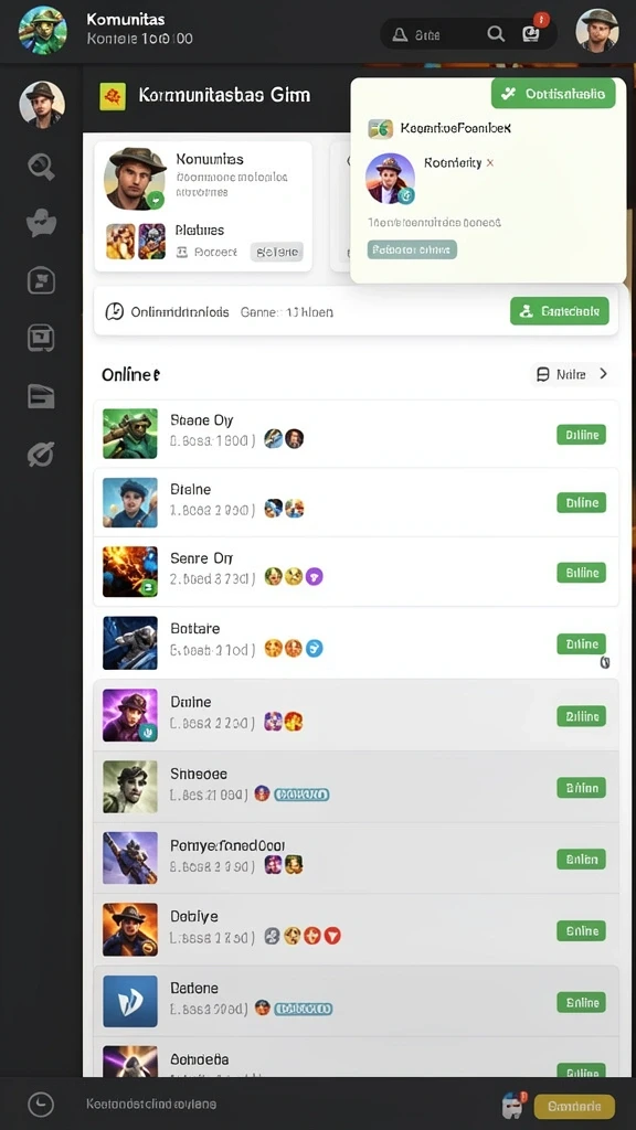 Fitur permainan langsung dengan interaksi real-time.